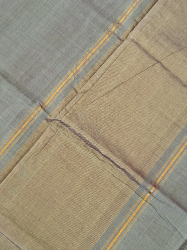 Handwoven Mangalgiri Cotton Saree | Gray & Purple Mix | Gold Zari | Handwoven | Ships from California